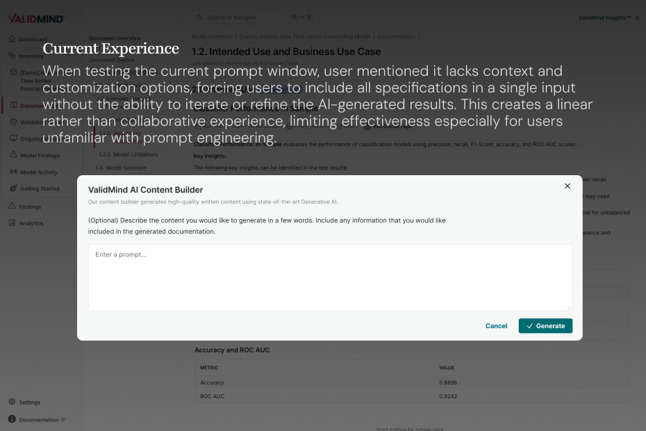 ValidMind AI Chat interface 2